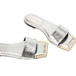 Good American Silver Snake Standout Slide Size 7.5